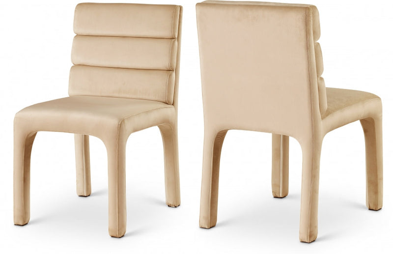 Kai Velvet Upholstered Dining Chair in Camel, Set of 2 - 891Camel-C