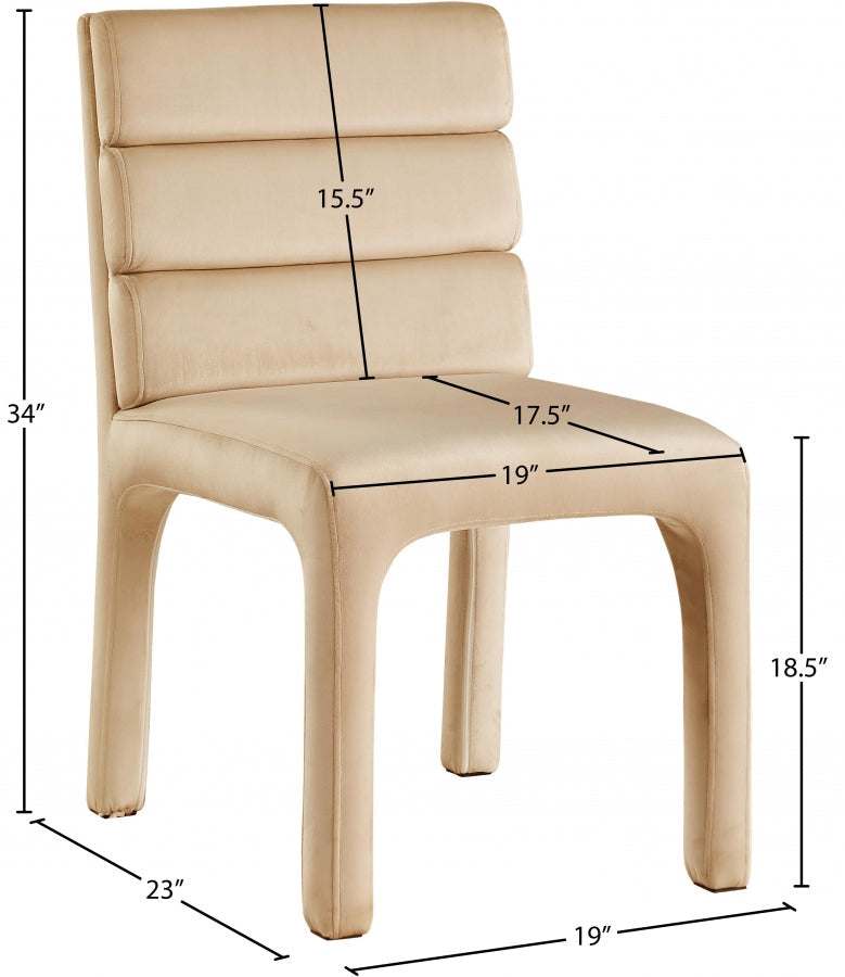 Kai Velvet Upholstered Dining Chair in Camel, Set of 2 - 891Camel-C