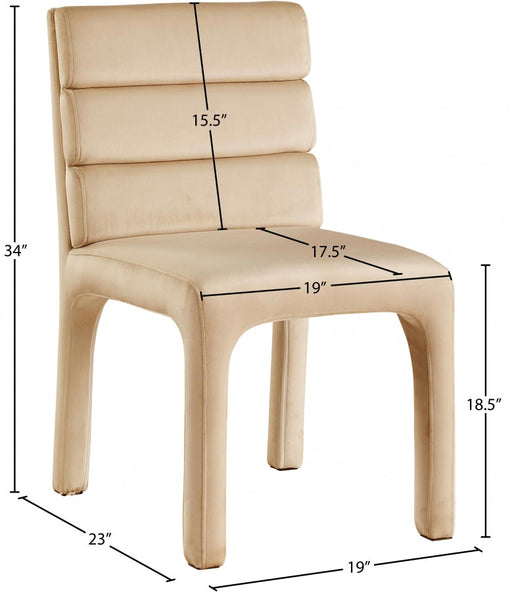Kai Velvet Upholstered Dining Chair in Camel, Set of 2 - 891Camel-C