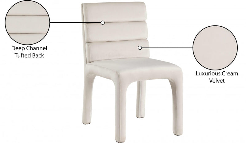 Kai Velvet Upholstered Dining Chair in Cream, Set of 2 - 891Cream-C