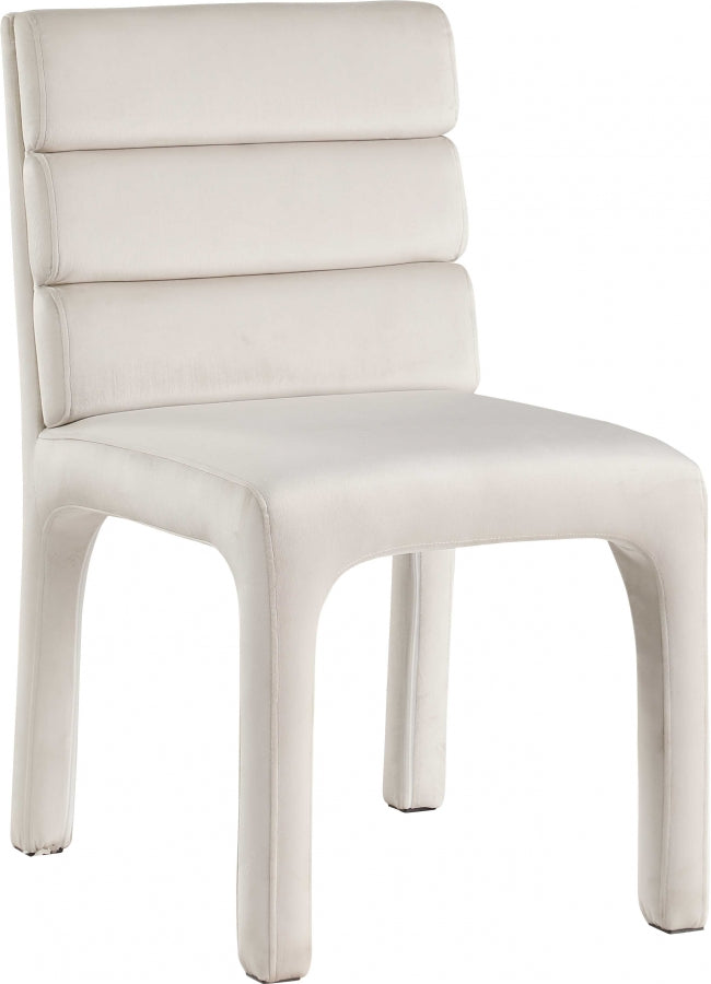 Kai Velvet Upholstered Dining Chair in Cream, Set of 2 - 891Cream-C