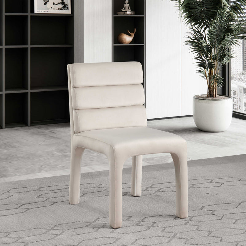 Kai Velvet Upholstered Dining Chair in Cream, Set of 2 - 891Cream-C