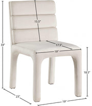 Kai Velvet Upholstered Dining Chair in Cream, Set of 2 - 891Cream-C