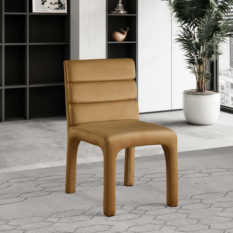 Kai Velvet Upholstered Dining Chair in Saddle, Set of 2 - 891Saddle-C