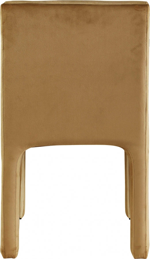 Kai Velvet Upholstered Dining Chair in Saddle, Set of 2 - 891Saddle-C