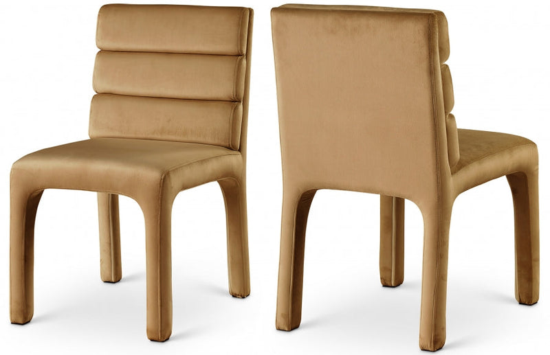 Kai Velvet Upholstered Dining Chair in Saddle, Set of 2 - 891Saddle-C