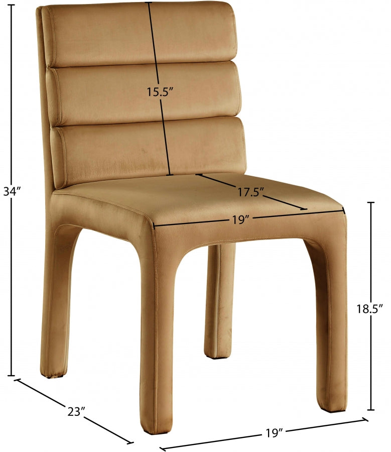 Kai Velvet Upholstered Dining Chair in Saddle, Set of 2 - 891Saddle-C