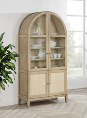 Kailani 4-Door Cane Dining Vitrine Display Cabinet Beige Oak - 109386