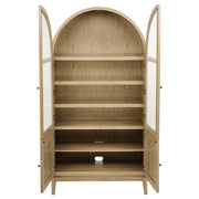 Kailani 4-Door Cane Dining Vitrine Display Cabinet Beige Oak - 109386