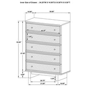 Kailani 5-drawer Bedroom Chest of Drawers Beige Oak - 225045
