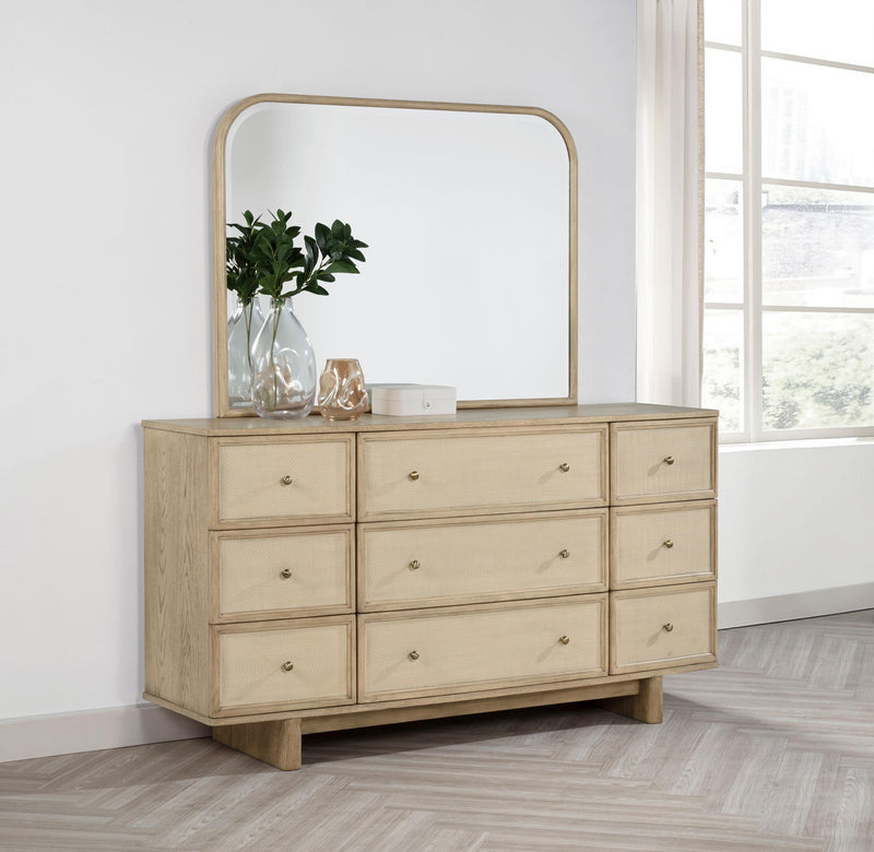 Kailani 9-drawer Dresser and Mirror Beige Oak - 225043M