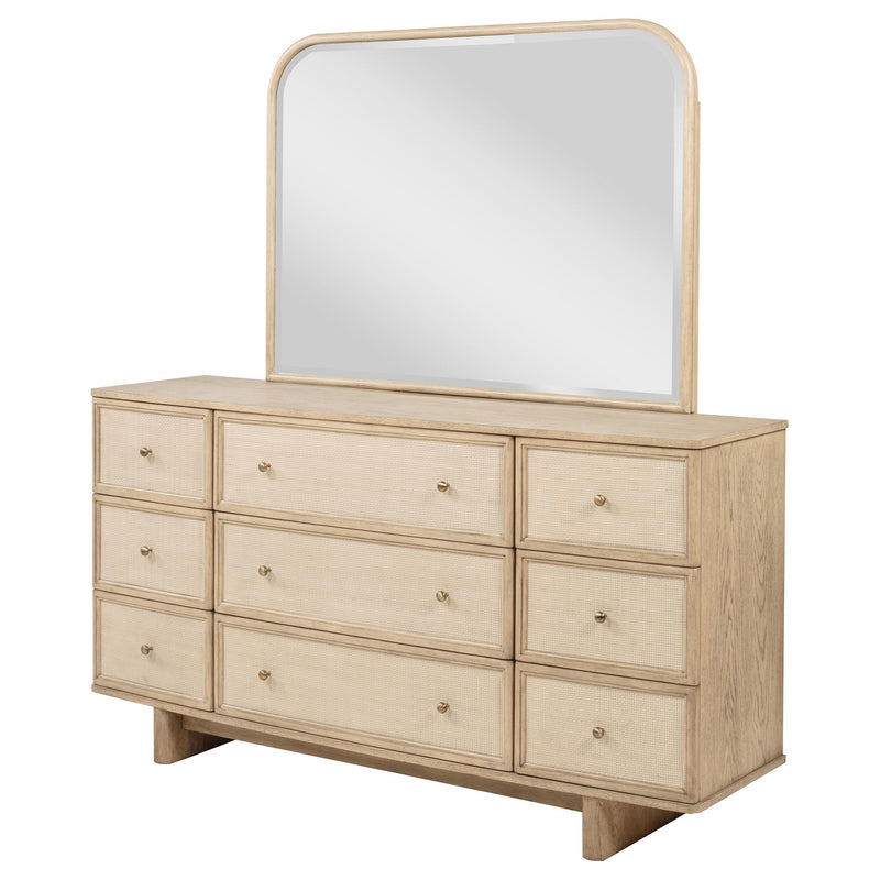 Kailani 9-drawer Dresser and Mirror Beige Oak - 225043M