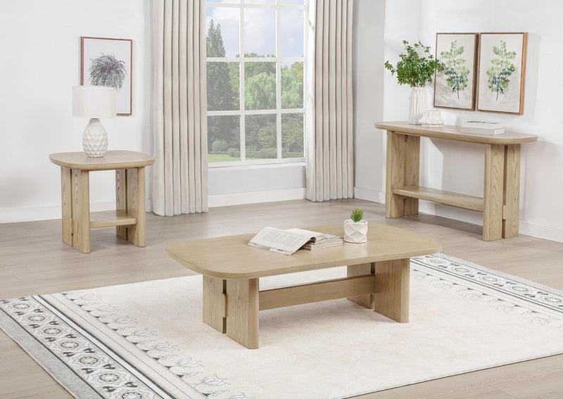 Kailani Coastal Rectangular Cocktail Coffee Table Beige Oak - 706588