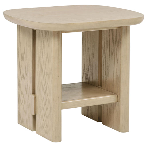 Kailani Coastal Square End Side Table with Shelf Beige Oak - 706587
