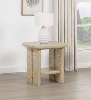 Kailani Coastal Square End Side Table with Shelf Beige Oak - 706587
