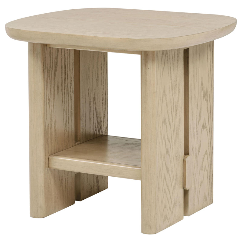 Kailani Coastal Square End Side Table with Shelf Beige Oak - 706587