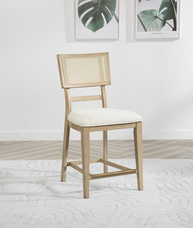 Kailani Rattan Cane Counter Side Chair Beige Oak (Set of 2) - 109389
