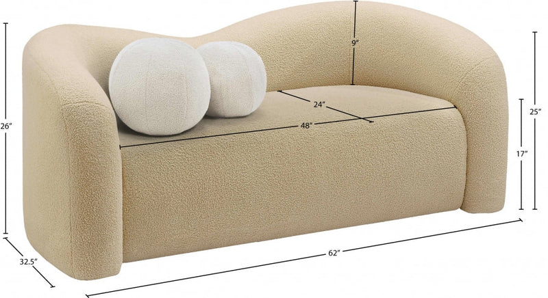 Kali 62" Faux Shearling Teddy Fabric Upholstered Loveseat in Beige - 186Beige-L