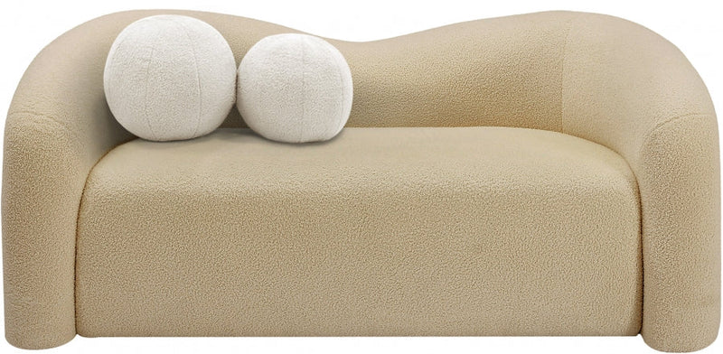 Kali 62" Faux Shearling Teddy Fabric Upholstered Loveseat in Beige - 186Beige-L