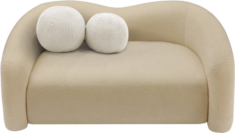 Kali 62" Faux Shearling Teddy Fabric Upholstered Loveseat in Beige - 186Beige-L