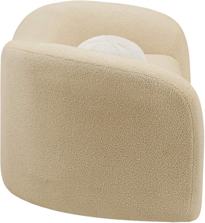 Kali 62" Faux Shearling Teddy Fabric Upholstered Loveseat in Beige - 186Beige-L