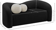 Kali 62" Faux Shearling Teddy Fabric Upholstered Loveseat in Black - 186Black-L