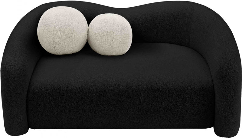 Kali 62" Faux Shearling Teddy Fabric Upholstered Loveseat in Black - 186Black-L