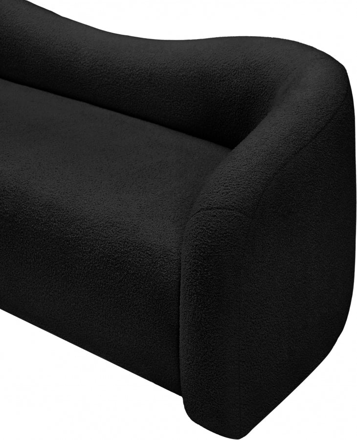 Kali 62" Faux Shearling Teddy Fabric Upholstered Loveseat in Black - 186Black-L