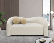 Kali 62" Faux Shearling Teddy Fabric Upholstered Loveseat in Cream - 186Cream-L