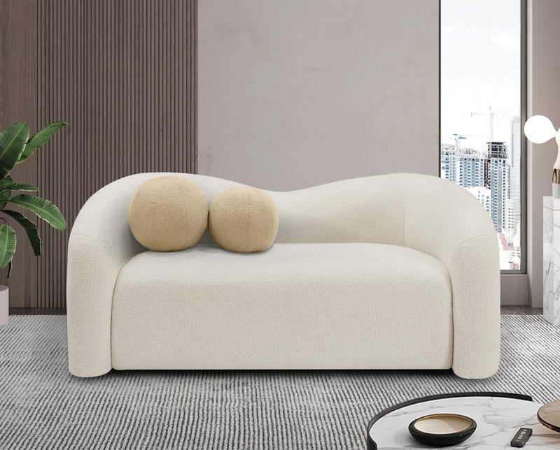 Kali 62" Faux Shearling Teddy Fabric Upholstered Loveseat in Cream - 186Cream-L