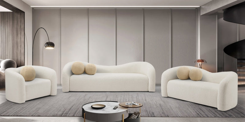 Kali 62" Faux Shearling Teddy Fabric Upholstered Loveseat in Cream - 186Cream-L