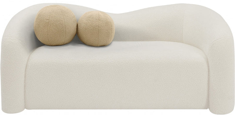 Kali 62" Faux Shearling Teddy Fabric Upholstered Loveseat in Cream - 186Cream-L