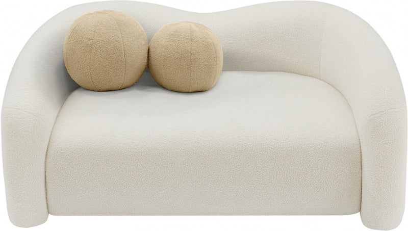 Kali 62" Faux Shearling Teddy Fabric Upholstered Loveseat in Cream - 186Cream-L