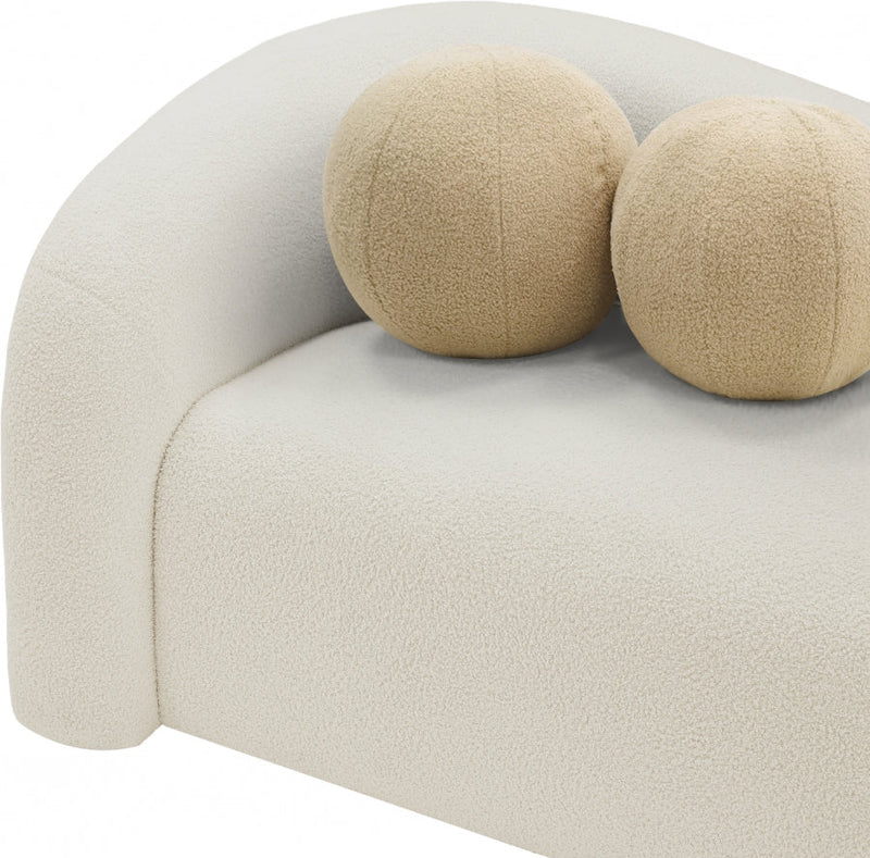 Kali 62" Faux Shearling Teddy Fabric Upholstered Loveseat in Cream - 186Cream-L
