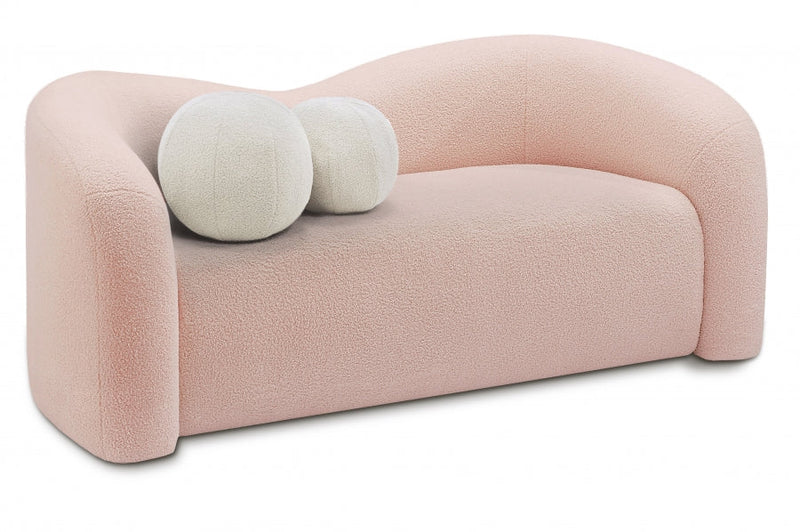 Kali 62" Faux Shearling Teddy Fabric Upholstered Loveseat in Pink - 186Pink-L