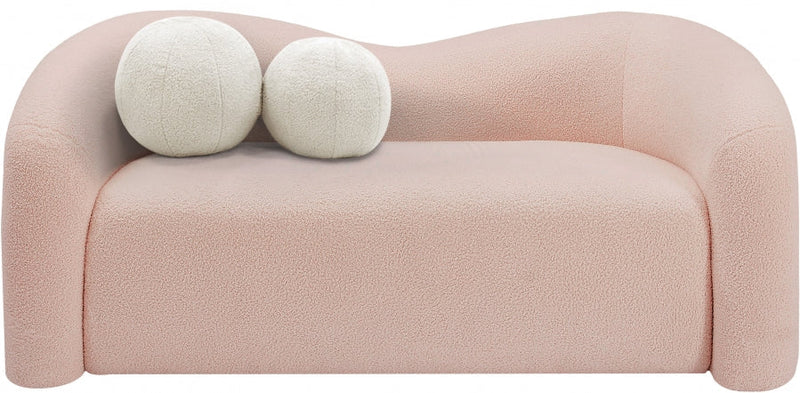 Kali 62" Faux Shearling Teddy Fabric Upholstered Loveseat in Pink - 186Pink-L
