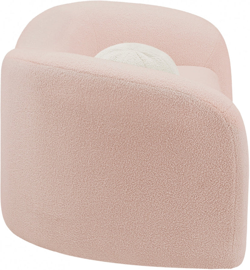 Kali 62" Faux Shearling Teddy Fabric Upholstered Loveseat in Pink - 186Pink-L