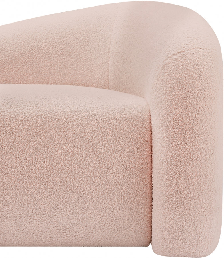 Kali 62" Faux Shearling Teddy Fabric Upholstered Loveseat in Pink - 186Pink-L