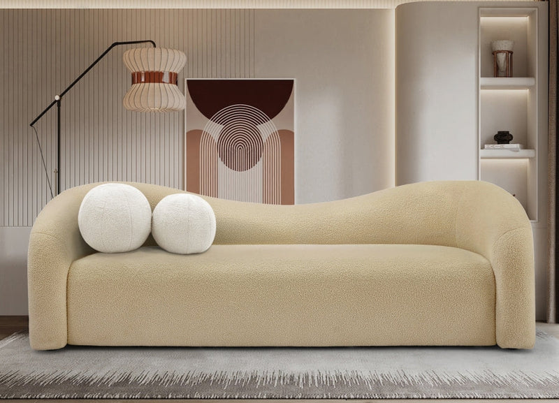 Kali 86" Faux Shearling Teddy Fabric Upholstered Sofa in Beige - 186Beige-S