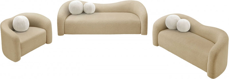 Kali 86" Faux Shearling Teddy Fabric Upholstered Sofa in Beige - 186Beige-S