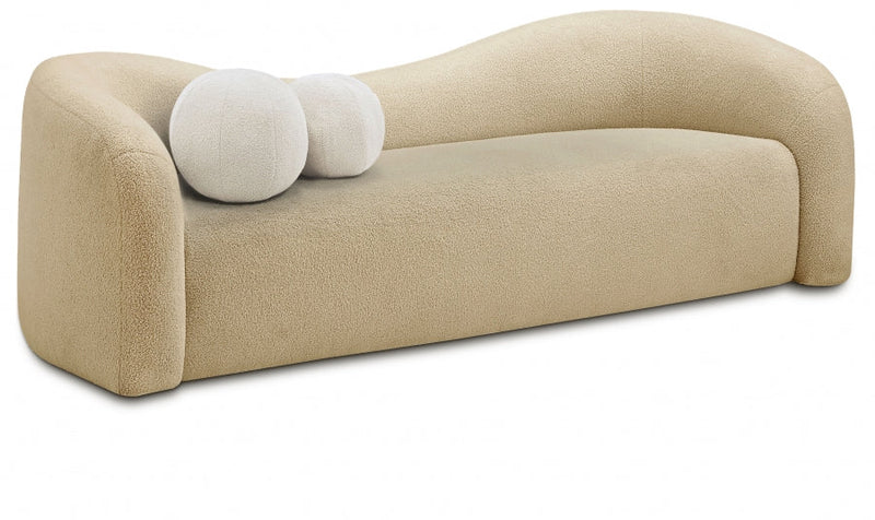 Kali 86" Faux Shearling Teddy Fabric Upholstered Sofa in Beige - 186Beige-S