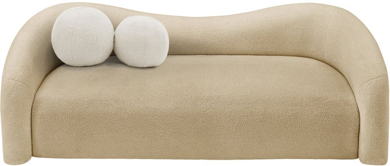 Kali 86" Faux Shearling Teddy Fabric Upholstered Sofa in Beige - 186Beige-S