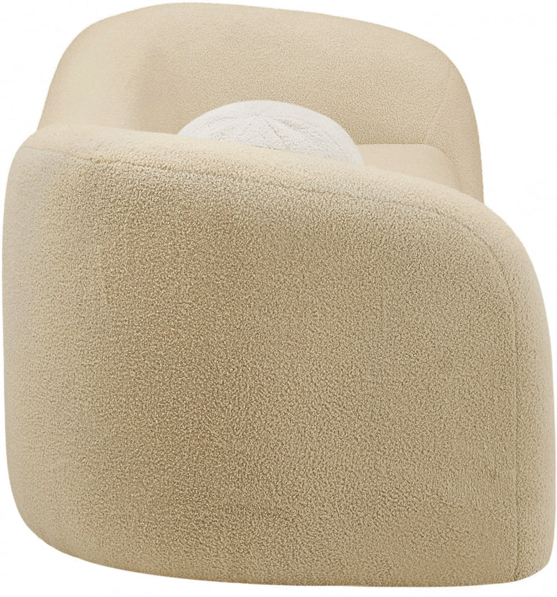 Kali 86" Faux Shearling Teddy Fabric Upholstered Sofa in Beige - 186Beige-S