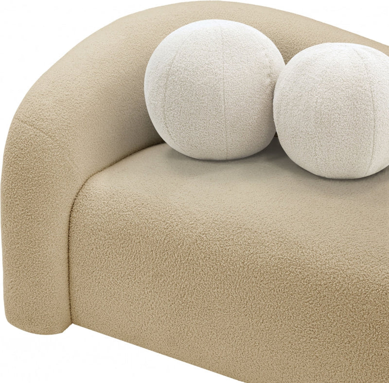 Kali 86" Faux Shearling Teddy Fabric Upholstered Sofa in Beige - 186Beige-S
