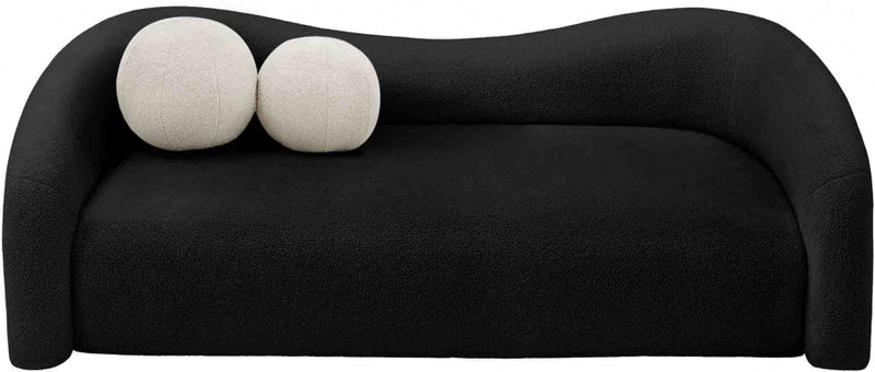 Kali 86" Faux Shearling Teddy Fabric Upholstered Sofa in Black - 186Black-S