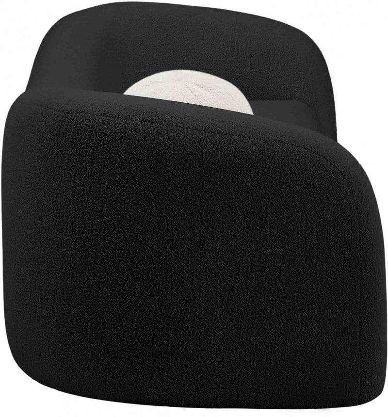 Kali 86" Faux Shearling Teddy Fabric Upholstered Sofa in Black - 186Black-S