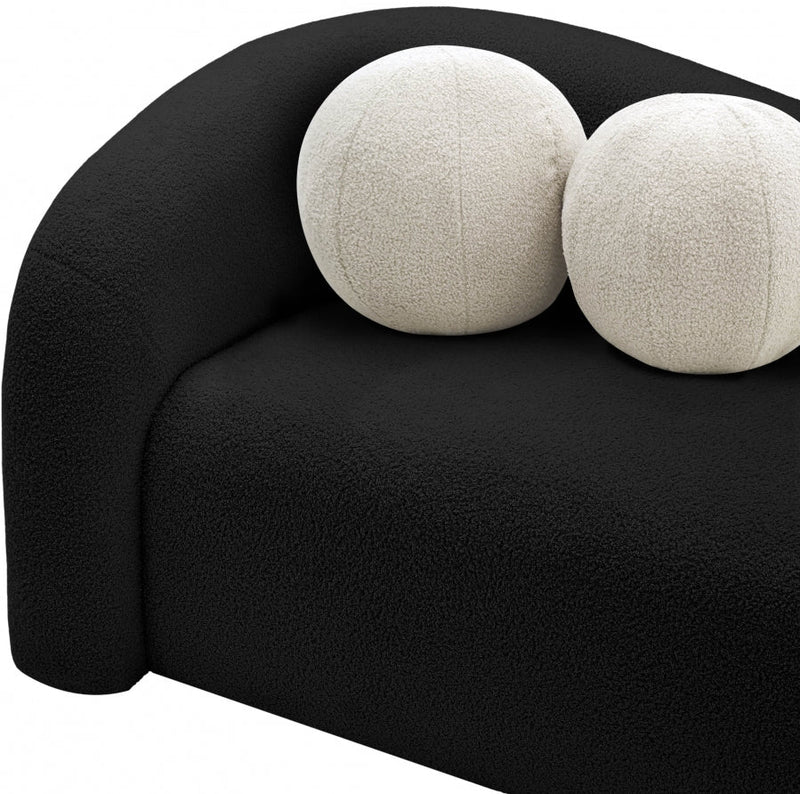 Kali 86" Faux Shearling Teddy Fabric Upholstered Sofa in Black - 186Black-S