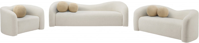 Kali 86" Faux Shearling Teddy Fabric Upholstered Sofa in Cream - 186Cream-S