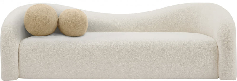 Kali 86" Faux Shearling Teddy Fabric Upholstered Sofa in Cream - 186Cream-S
