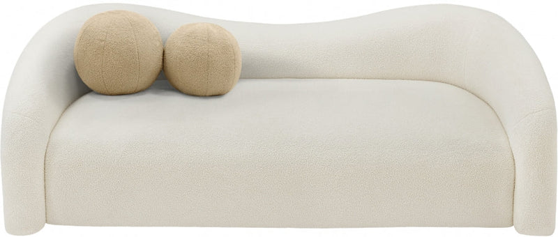 Kali 86" Faux Shearling Teddy Fabric Upholstered Sofa in Cream - 186Cream-S